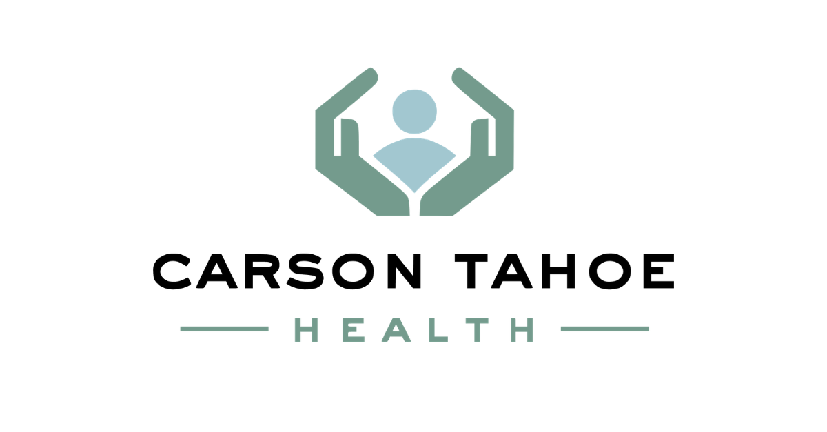 Carson Tahoe Health logo featuring two hands cradling a person icon.