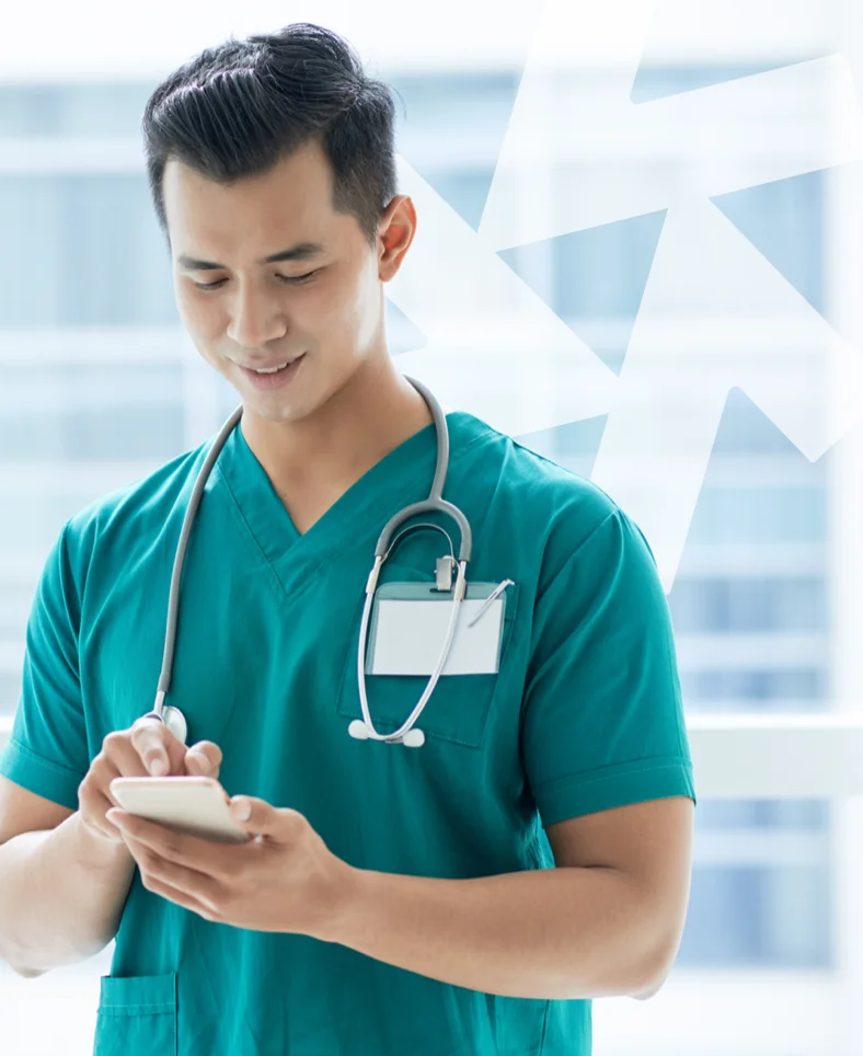 Professional using mobile device