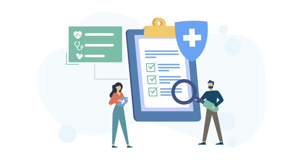 People reviewing a checklist