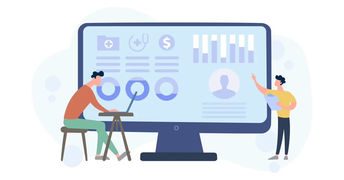 A person presenting data with charts