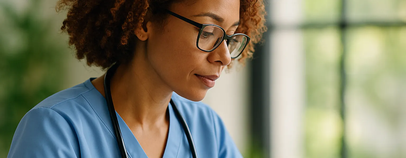 Nurse using a laptop