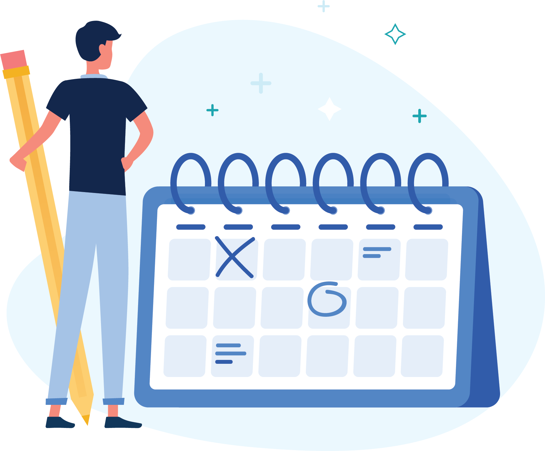 A person looking at a calendar