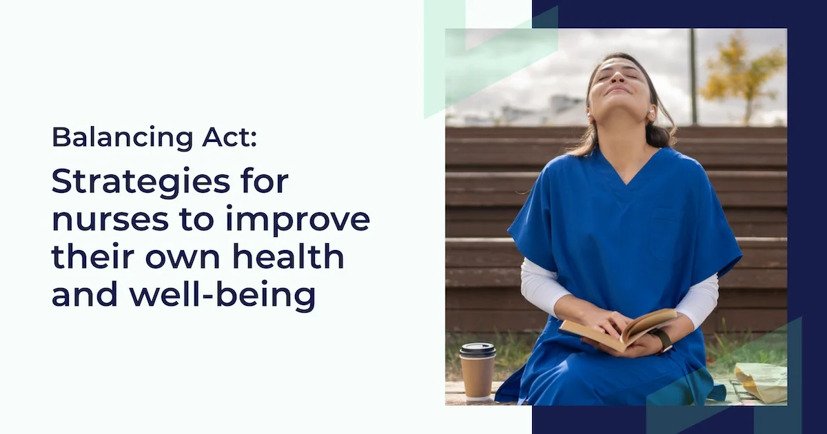Nurse taking a deep breath outside