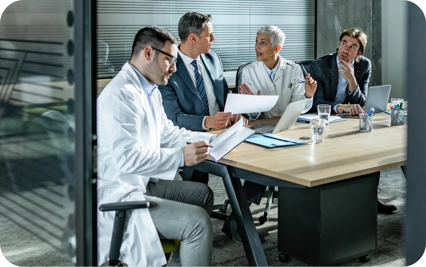People reviewing documents