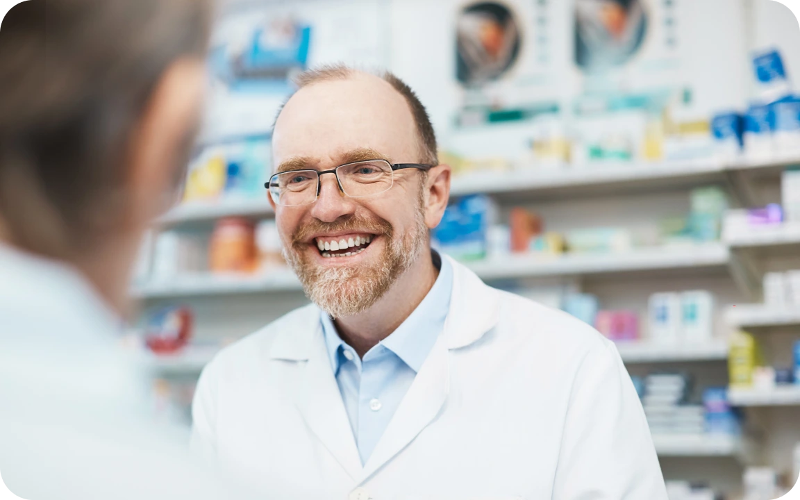 Pharmacist smiling