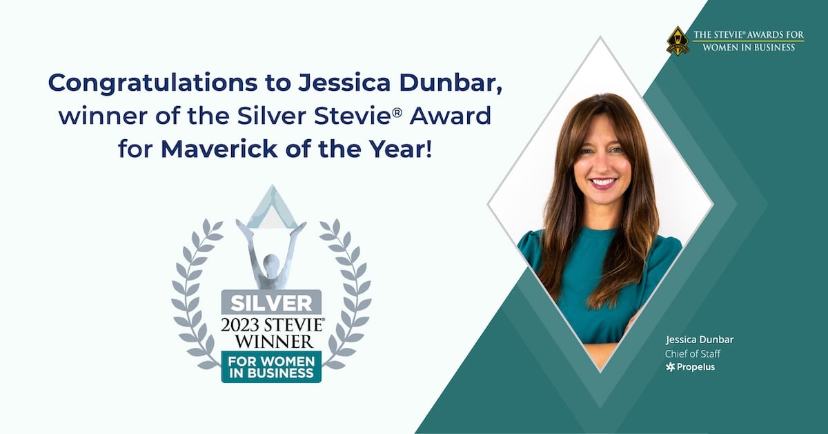 Jessica Dunbar wins the Silver Stevie Award for Maverick of the Year